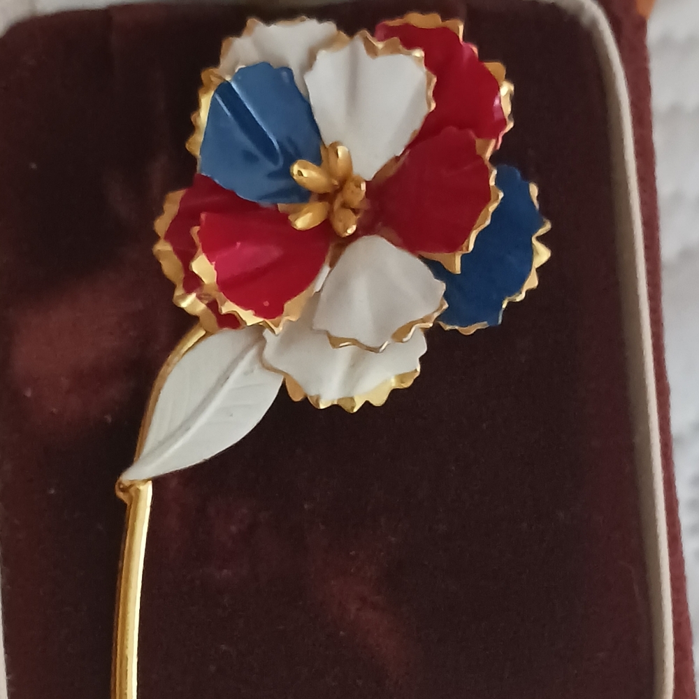 Sarah Cov. Cherries Small Haul With RWB Flower Brooch - Picture 5 of 8